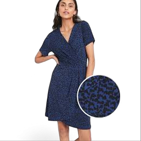 NWT Banana Republic Leopard Print Wrap Dress Size S Casual Chic - Picture 1 of 11